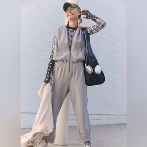 Free People Movement Set Go Jumpsuit Women’s Size Medium Heather Grey